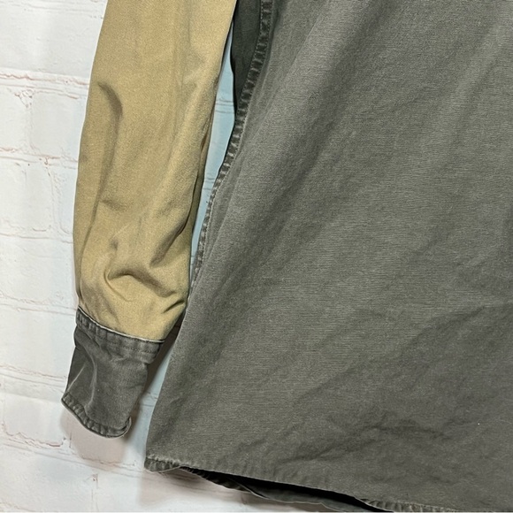 Vintage Cabela's Hunting Shirt Mens Large OD Green Canvas Elbow Patches - Picture 8 of 14